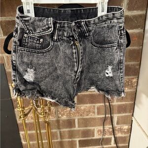 SHEIN Washed Black Denim Shorts